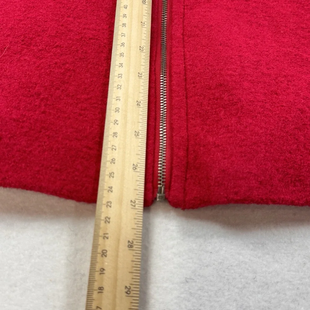Lands' End Wool‎ Blend Jacket Womens 14 Red Zip Up Classic Preppy Minimalist